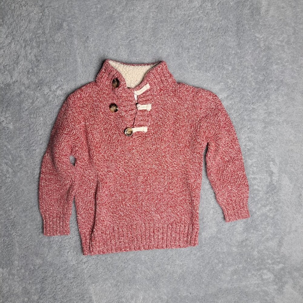 Cat & Jack Toddler Boys Red Knitted Sweater With Toggle Buttons